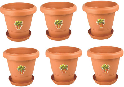 Flipkart SmartBuy 8 Inch Heavy Duty Plastic Garden Planters With Bottom Tray (Pack of 6) Plant Container Set Plant Container Set(Pack of 6, Plastic)
