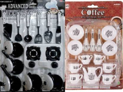 Tenmar White and Black Coloured Kitchen Set and Cupset