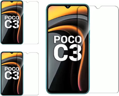 ISAAK Tempered Glass Guard for Poco C3(Pack of 3)