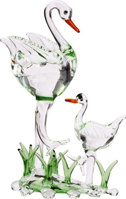 AFAST Afast Crystal Colorful Loving Mother Bird With Baby Bird In Grass Decorative Showpiece  -  14 cm(Glass, Multicolor)