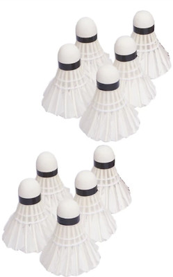 radion White feather badminton shuttle 0009 Feather Shuttle  - White(Medium, 77, Pack of 10)