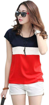 SHEQEGIRL Casual Short Sleeve Solid Women Red Top