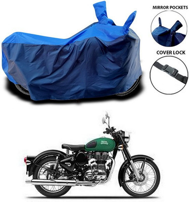 SEBONGO Waterproof Two Wheeler Cover for Royal Enfield(Classic 350, Blue)