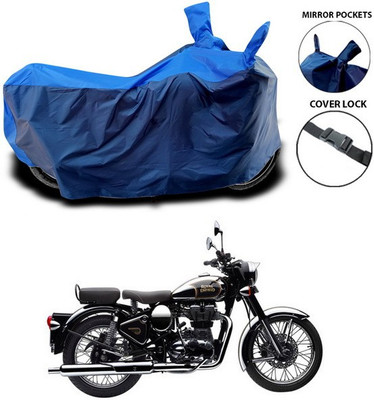 SEBONGO Waterproof Two Wheeler Cover for Royal Enfield(Classic Chrome, Blue)