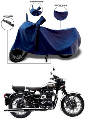 SEBONGO Waterproof Two Wheeler Cover for Royal Enfield(Classic Chrome, Blue)