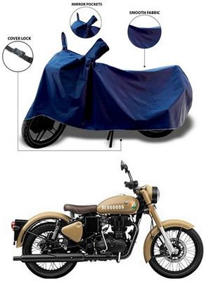 SEBONGO Waterproof Two Wheeler Cover for Royal Enfield(Classic 350 Signals, Blue)