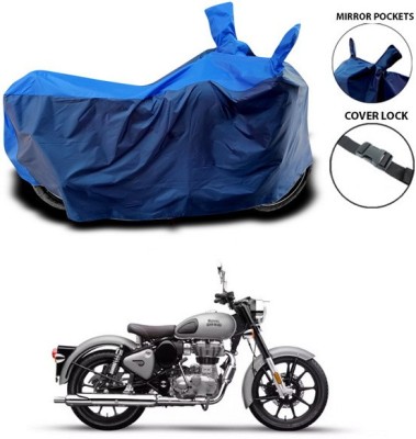 SEBONGO Waterproof Two Wheeler Cover for Royal Enfield(Bullet 350, Blue)