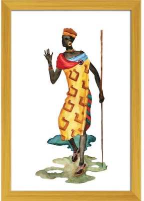 Ethnic Dance Involves Unity With Nature D4 Paper Poster Golden Frame Paper Print(19 inch X 13 inch, Framed)