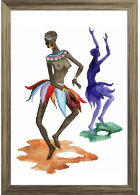 Ethnic Dance Involves Unity With Nature D2 Paper Poster Antique Golden Frame | Top Acrylic Glass 9inch x 13inch (22.9cms x 33cms) Paper Print(13 inch X 10 inch, Framed)