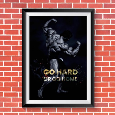 Arnold Schwarzenegger Poster Framed Bodybuilding Wall Art for Hardwork Fine Art Print(18 inch X 12 inch)