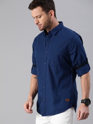 Roadster Men Solid Casual Dark Blue Shirt