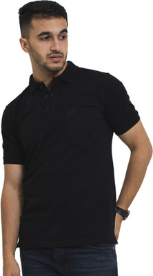 CELSIUS Solid Men Polo Neck Black T-Shirt