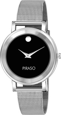 PIRASO HM 52 BLACK SILVER NEW LATEST STUNNING BLACK DIAL WITH SILVER MESH BAND WATCH FOR GIRLS Analog Watch  - For Girls