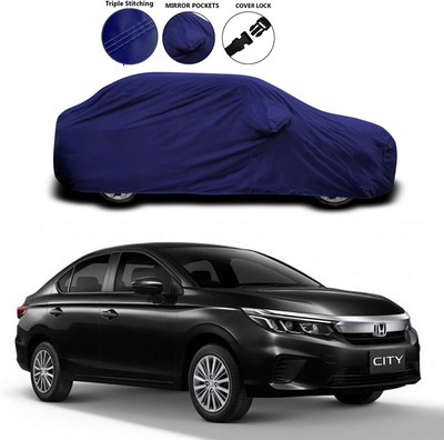 ANTHUB Car Cover For Honda City ZX (With Mirror Pockets)(Blue)