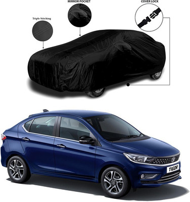 SEBONGO Car Cover For Tata Tigor (With Mirror Pockets)(Black)