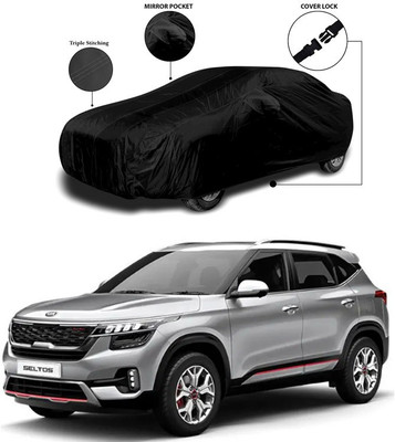 ANTHUB Car Cover For Kia SELTOS (With Mirror Pockets)(Black)