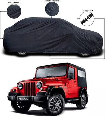 SEBONGO Car Cover For Mahindra Thar (Without Mirror Pockets)(Black)
