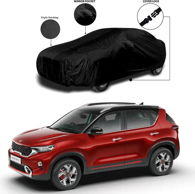 SEBONGO Car Cover For Kia Sonet (With Mirror Pockets)(Black)