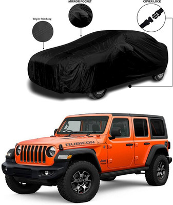 ANTHUB Car Cover For Jeep Wrangler (With Mirror Pockets)(Black)