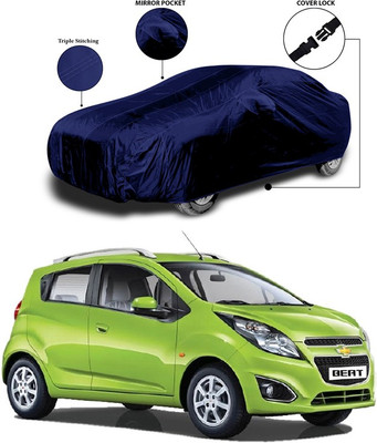 SEBONGO Car Cover For Chevrolet Beat (With Mirror Pockets)(Blue)
