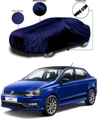 ANTHUB Car Cover For Volkswagen Ameo (With Mirror Pockets)(Blue)