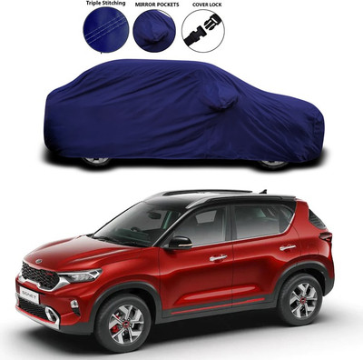 SEBONGO Car Cover For Kia Sonet (With Mirror Pockets)(Blue)