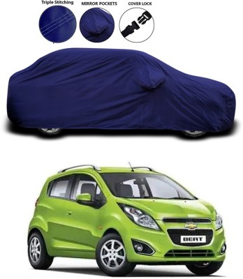 ANTHUB Car Cover For Chevrolet Beat (With Mirror Pockets)(Blue)