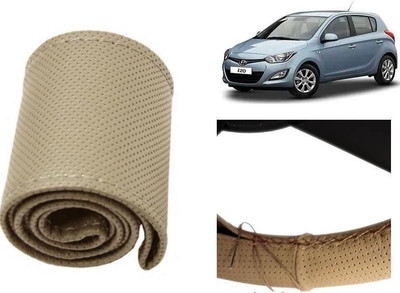 arneja trading company Hand Stiched Steering Cover For Hyundai i20(Beige, Leatherite)