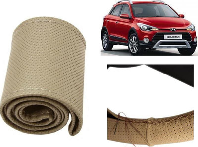 arneja trading company Hand Stiched Steering Cover For Hyundai i20(Beige, Leatherite)
