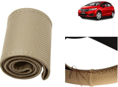 arneja trading company Hand Stiched Steering Cover For Honda Jazz(Beige, Leatherite)