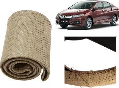 arneja trading company Hand Stiched Steering Cover For Honda City(Beige, Leatherite)