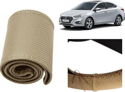arneja trading company Hand Stiched Steering Cover For Hyundai Verna(Beige, Leatherite)