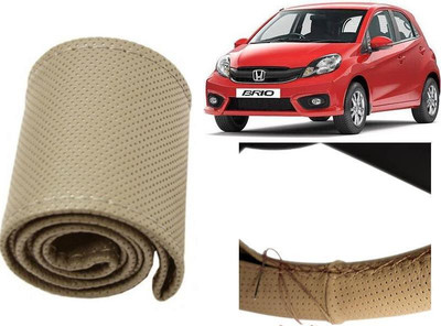 arneja trading company Hand Stiched Steering Cover For Honda Brio(Beige, Leatherite)
