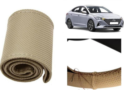 arneja trading company Hand Stiched Steering Cover For Hyundai Verna(Beige, Leatherite)