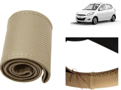 arneja trading company Hand Stiched Steering Cover For Hyundai i10(Beige, Leatherite)