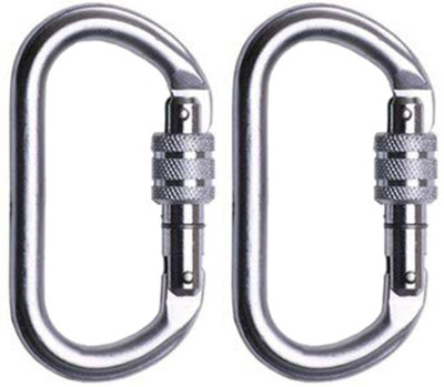 Industrial Business Solution Steel Carabinar 25 KN Locking Carabiner(Silver)