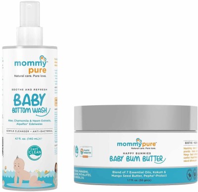 MommyPure Soothe & Refresh Bottom Wash 140ml & Happy Bummies Baby Bum Butter 50gm (2 Items in the set)(White)