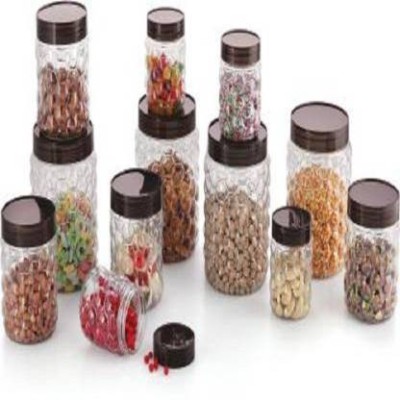 Filox Glass Grocery Container  - 300 ml, 600 ml, 1200 ml(Pack of 12, Clear)