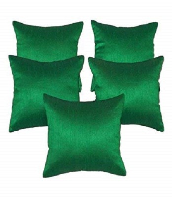 FAB NATION Plain Cushions Cover(Pack of 5, 41 cm*41 cm, Dark Green, Green)