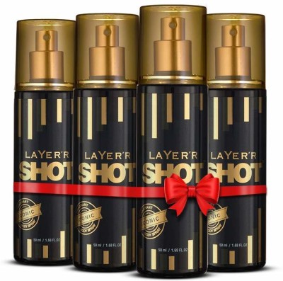 LAYER'R Shot Gold Perfume Iconic Body Deodorant Spray  -  For Men(50 ml, Pack of 4)