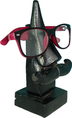 Kraft Bugs 1 Compartments Wood Handmade Wooden Antique Nose Shaped Spectacle Specs Eyeglass Holder Stand(Black)