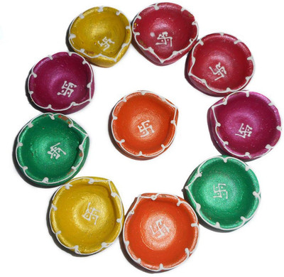 SKY TRENDS Diya Set Pottery (Pack of 10) Table Diya Set(Height: 5 inch)