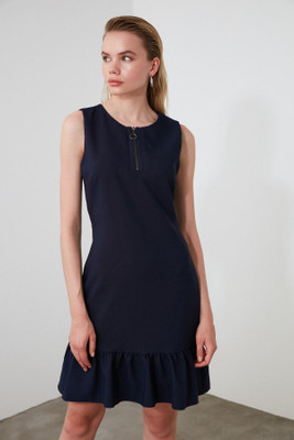 Trendyol Women Skater Blue Above Knee/Mid Thigh Length Dress