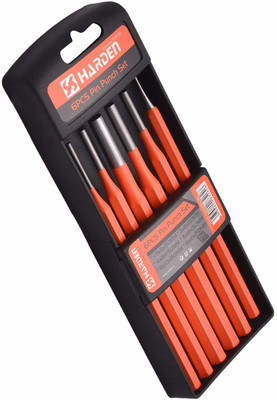 Harden 6Pcs Professional Pin Punch Set, 150mm Long, Made from CRV Steel, Used for Punching Out Pins & Dowels - 610836