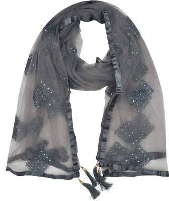 WHITEHEAVEN Net Embroidered Women Dupatta