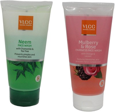 VLCC Combo Neem  (150ml) & Mulberry & Rose  (150 ml) (Pack of 2) Face Wash(300 ml)