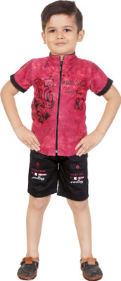 New Looks Boys Party(Festive) T-shirt Pant(Deep Pink)