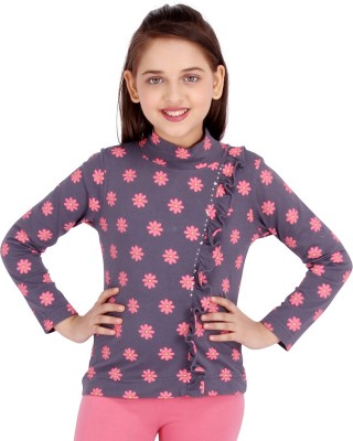 Cutecumber Girls Casual Polyester Full Sleeve Top(Grey, Pack of 1)