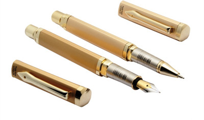 Ledos Set Of 2 Picasso 18 CT Gold Plated Fountain & Ballpoint Pens Unique Triangular Body New Pen Gift Set(Pack of 2, Ink Color - Blue)