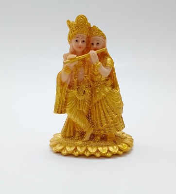 BHATIA LORD RADHA KRISHANA (GOLDEN) | KRISHNA RADHA|KANHAIYA|GOD IDOL|KANHAIYA RADHA Decorative Showpiece  -  11 cm(Polyresin, Gold)